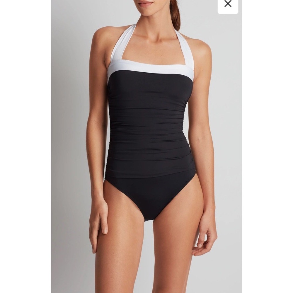 NWOT Lauren Ralph Lauren Bel Air Bandeau Black One Piece Swimsuit Size 6